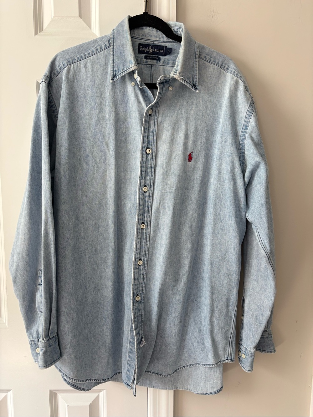 Ralph Lauren Polo Light Blue Denim Button-Down Shirt Vintage